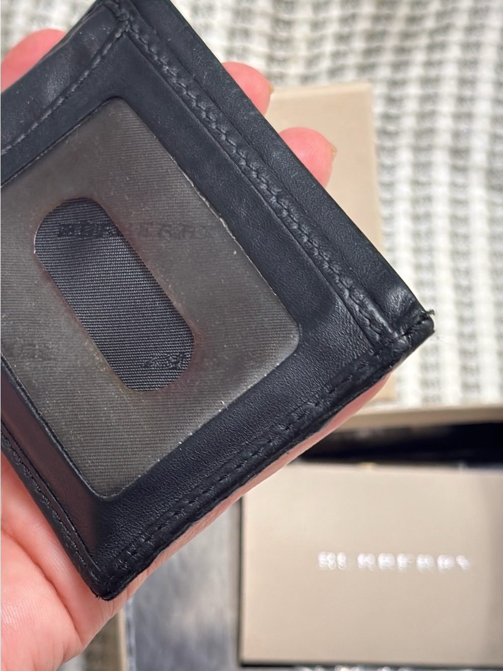 Burberry Black Leather Trim Card & Key Holder with Beige - Picture 4 of 8